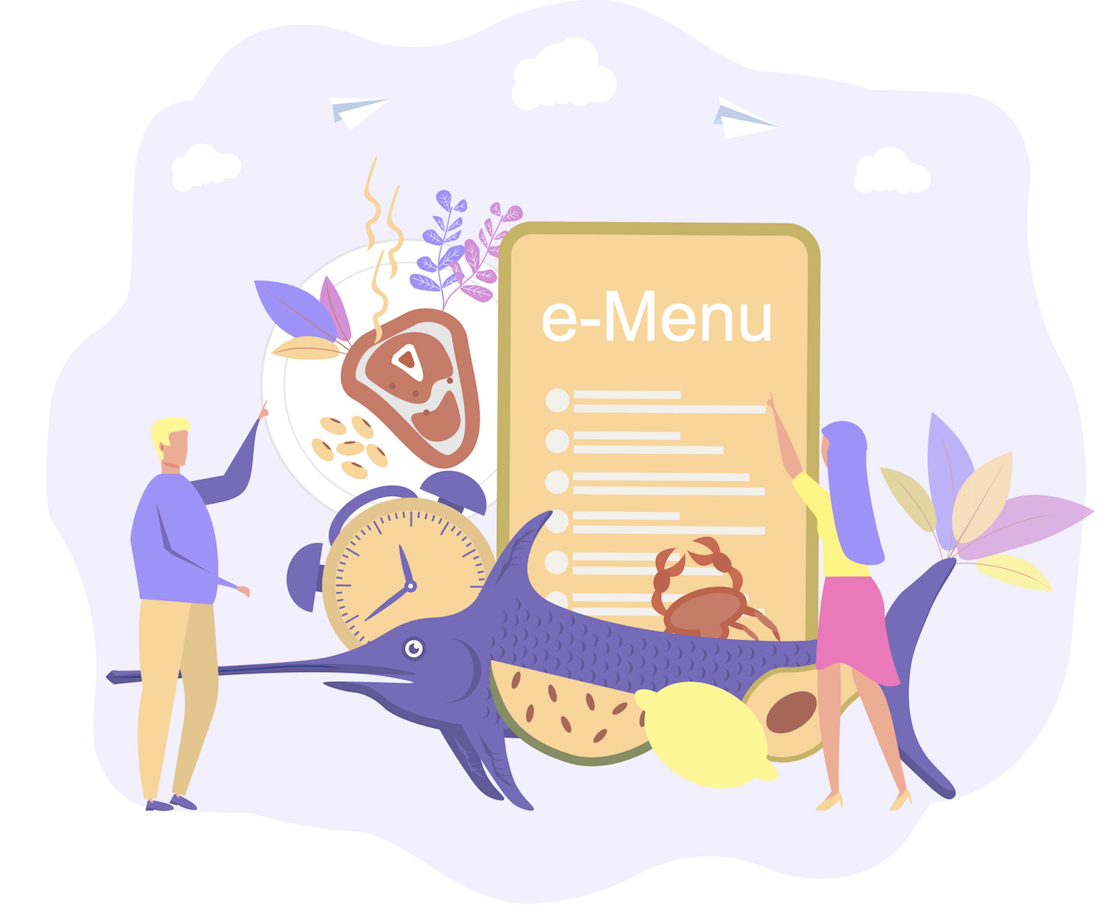 restaurant customers using e-menu 